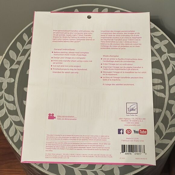 June Tailor Light T-Shirt Transfer Sheets Set of 3 Sheets NWT - Picture 3 of 8